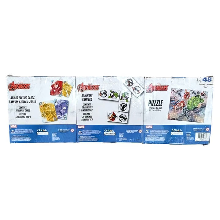 Marvel Avengers Jumbo Playing Cards Dominoes & Puzzle Set Kids Entertainment NEW SEALED