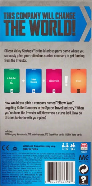 Silicon Valley Start Ups Adult Party Game Pitch your company to the investors. MATTEL games new