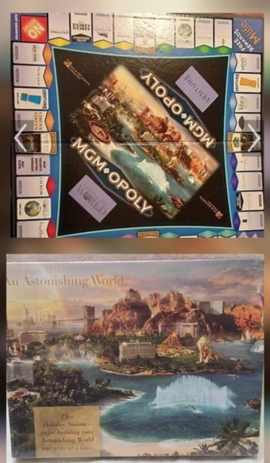 MGM RESORTS INTERNATIONAL AN ASTINISHING WORLD MGM OPOLY BOARD GAME 500PC PUZZLE