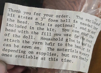 VINTAGE 1981 HOMESPUN CREATION 18" LIL' PUNKIN DOLL SEWING CRAFT KIT NEW SEALED