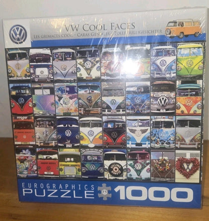 EUROGRAPHICS VW COOL FACES 1000 PIECE PUZZLE. 32 PICS OF VW  VANS BUS NEW SEALED