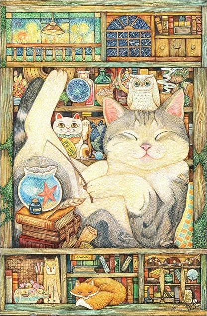 PINTOO SHOWPIECE COTTON LION - BREAKTIME 600 PLASTIC PIECE PUZZLE CATS OWLS FOX. NEW SEALED