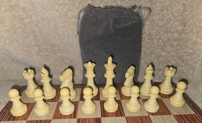 KIDAMI WOOD PIECE FOLD UP CHESS SET  COMPACT TRAVEL S 12" X 10.5" NUMBERED BOARD