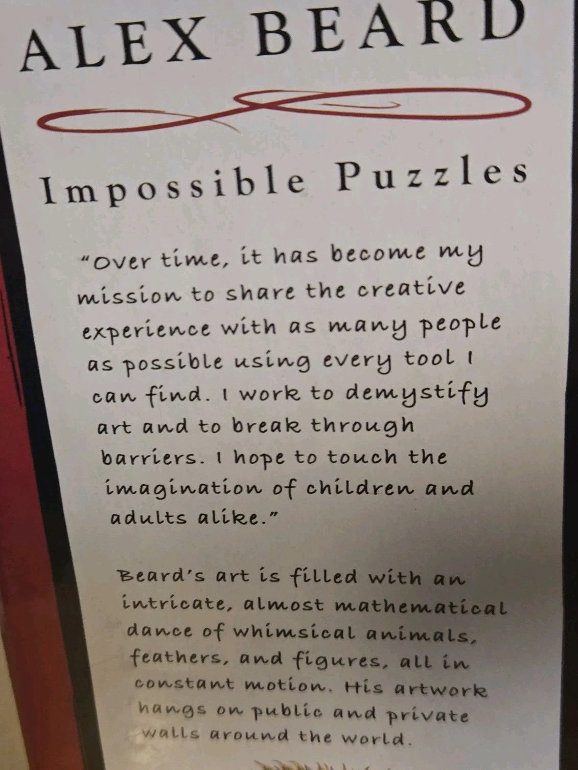 'PEACOCK" ALEX BEARD IMPOSSIBLE PUZZLES 560 PIECES 25"×17.5' #8910 NEW SEALED