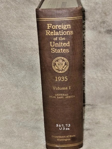 1935 Foreign Relations of the United States )Vol I: Near East & Africa 1953