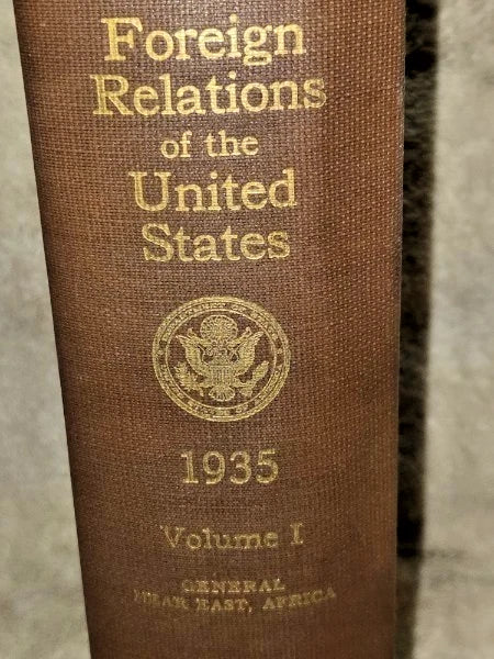 1935 Foreign Relations of the United States )Vol I: Near East & Africa 1953