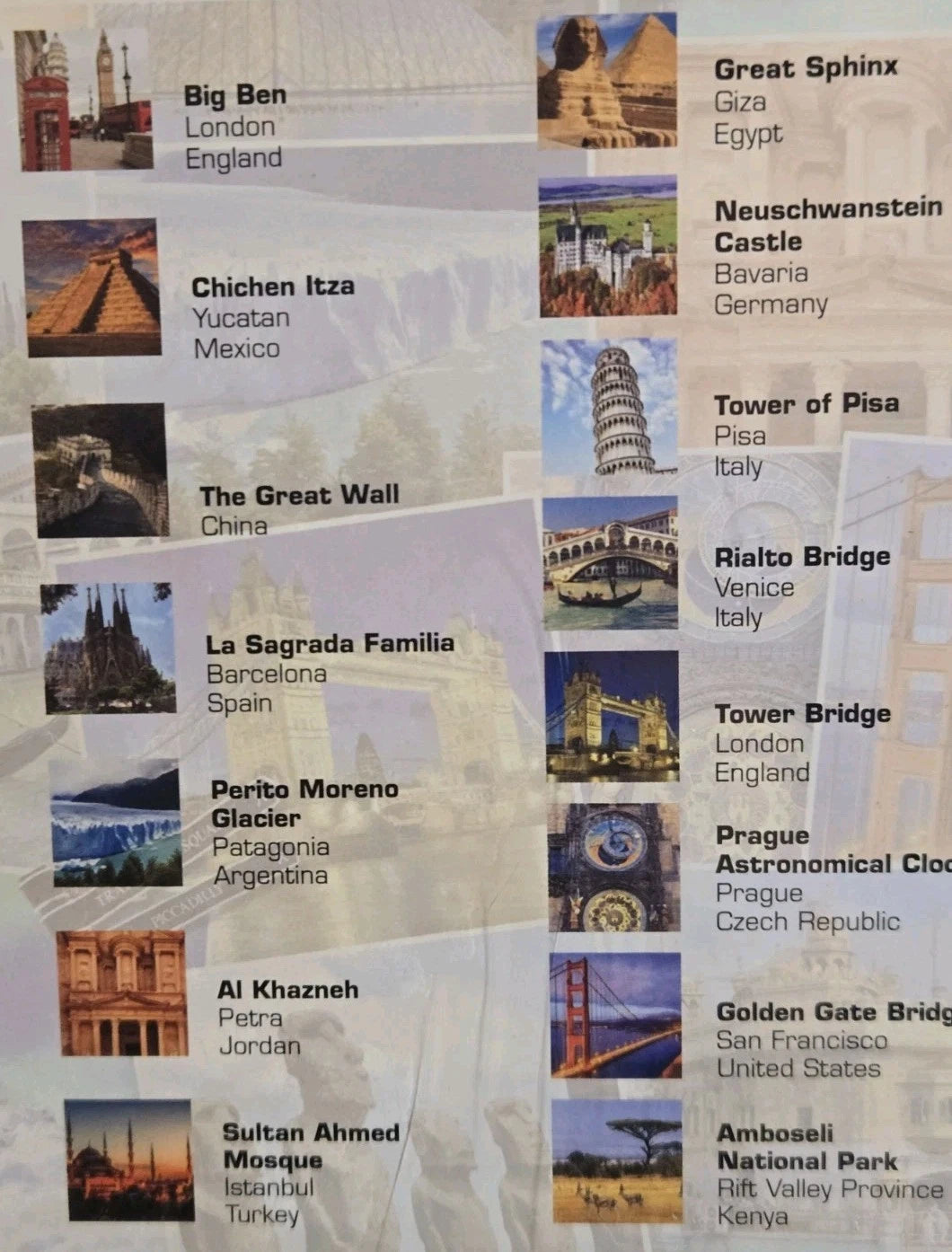 EUROGRAPHICS GLOBETROTTER BEAUTIFUL LANDMARKS OF THE WORLD 1000 PC PUZZLE USA