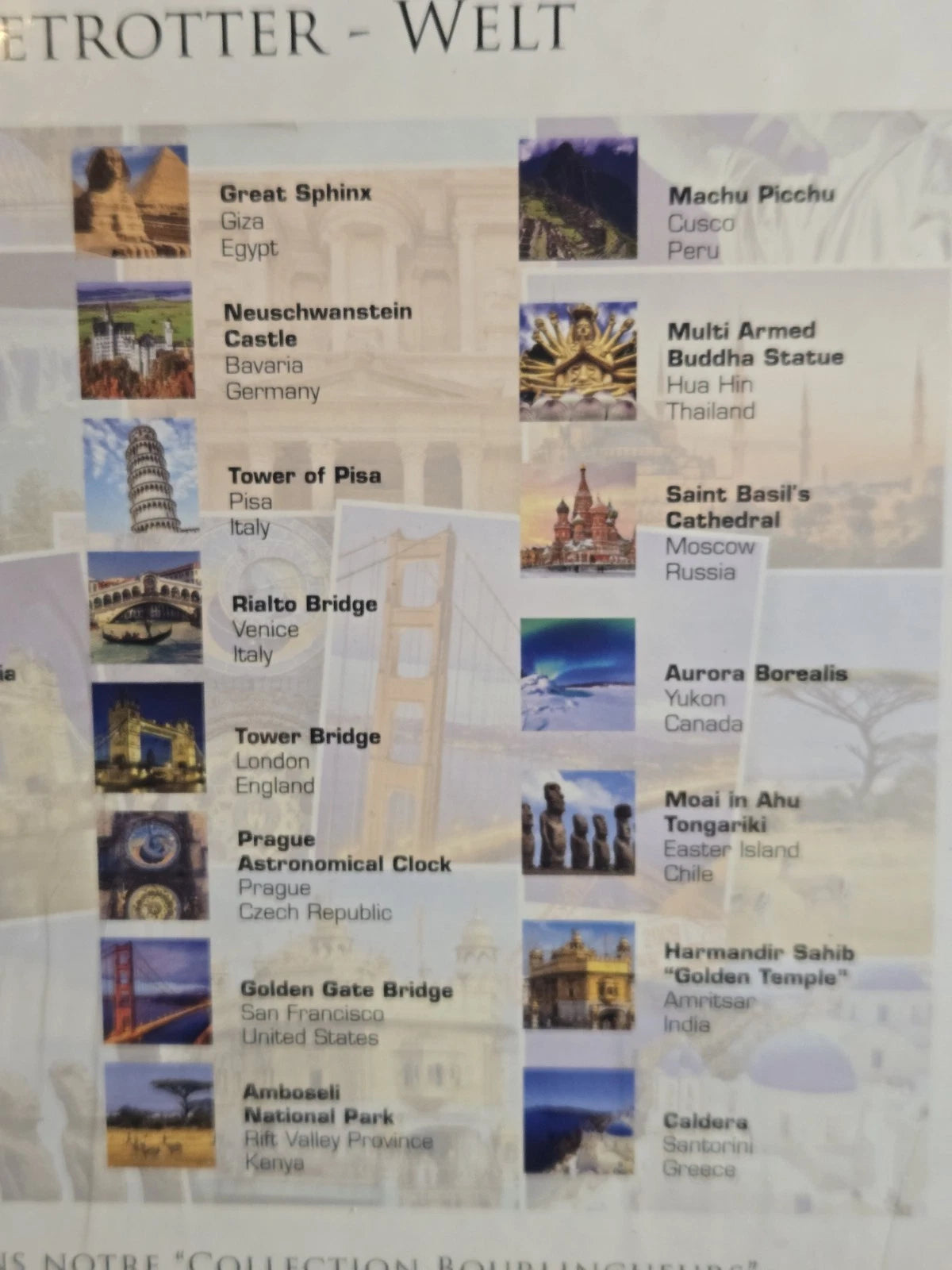 EUROGRAPHICS GLOBETROTTER BEAUTIFUL LANDMARKS OF THE WORLD 1000 PC PUZZLE USA