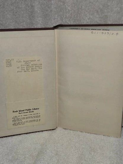 Foreign Relations of the United States 1939 Vol IV Far East Near East Africa 1955