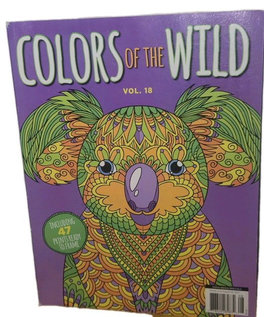TOPIX MEDIA COLORS OF THE WILD VOL. 18 ADULT COLORING BOOK 47 ANIMAL PRINTS NEW