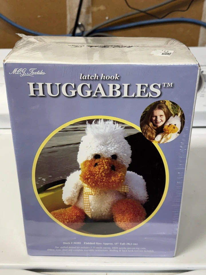 RARE Vtg MCG Textiles Latch Hook HUGGABLES DUCK Kit 36102 NEW Sealed 15" Plush