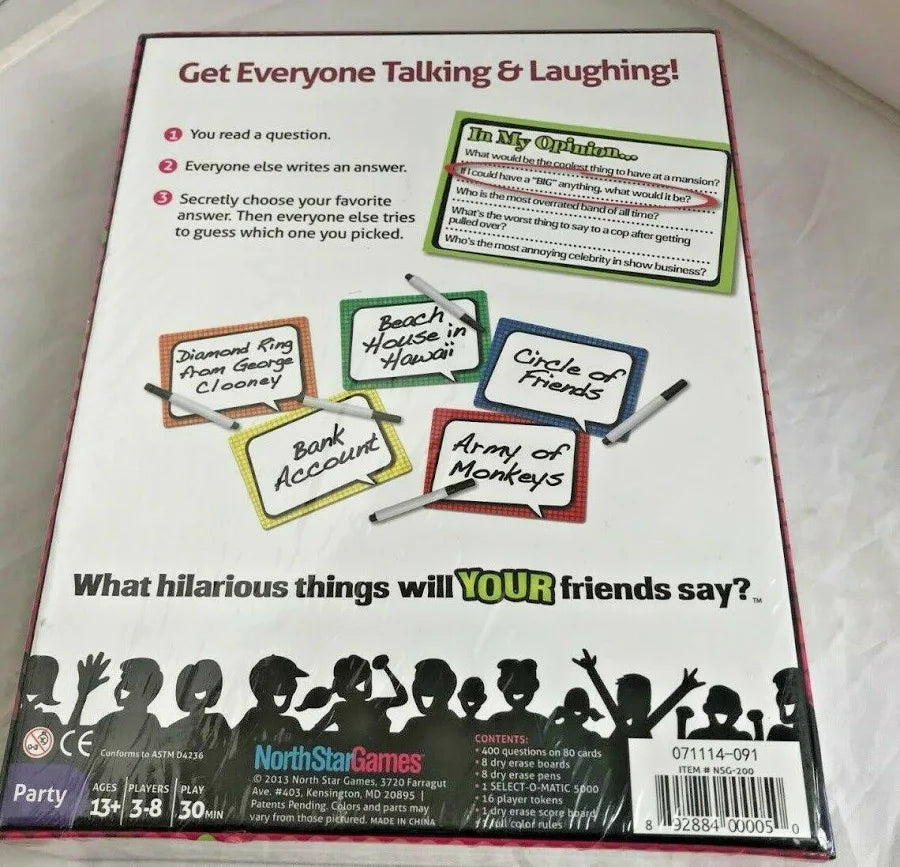 Say Anything See What Your Friends Will Say Party Game North Star 13+ New Sealed